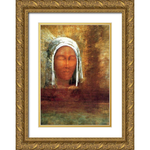 Virgin of the Dawn Gold Ornate Wood Framed Art Print with Double Matting by Redon, Odilon