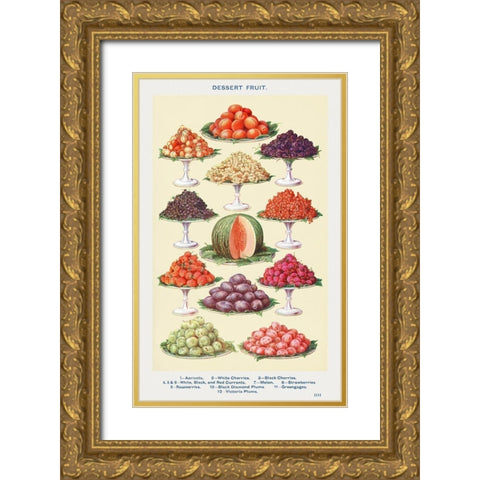 Dessert Fruit Gold Ornate Wood Framed Art Print with Double Matting by Mrs. Beeton''s Book of Household Management