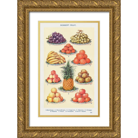 Dessert Fruit Gold Ornate Wood Framed Art Print with Double Matting by Mrs. Beeton''s Book of Household Management