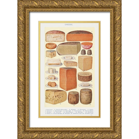 Cheeses Gold Ornate Wood Framed Art Print with Double Matting by Mrs. Beeton''s Book of Household Management