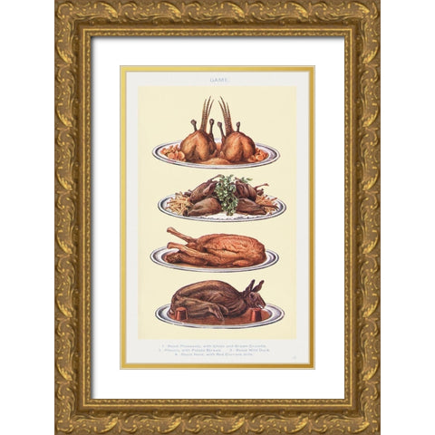 Game III Gold Ornate Wood Framed Art Print with Double Matting by Mrs. Beeton''s Book of Household Management