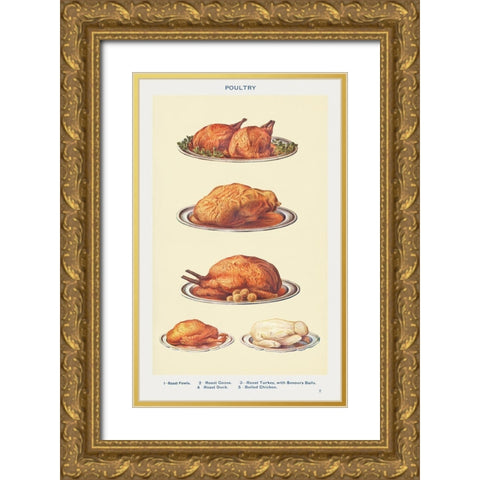Poultry Gold Ornate Wood Framed Art Print with Double Matting by Mrs. Beeton''s Book of Household Management