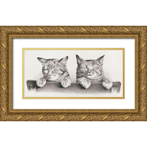Cats Gold Ornate Wood Framed Art Print with Double Matting by Hunter, Thomas
