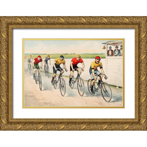 Wheelman in a Red Hot Finish Gold Ornate Wood Framed Art Print with Double Matting by Cameron, John