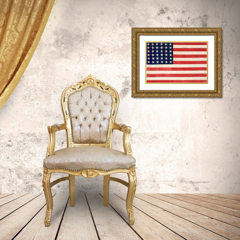 The Thirty-Six Star Flag of the United States of America Gold Ornate Wood Framed Art Print with Double Matting by Library of Congress