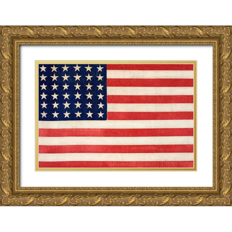 The Thirty-Six Star Flag of the United States of America Gold Ornate Wood Framed Art Print with Double Matting by Library of Congress