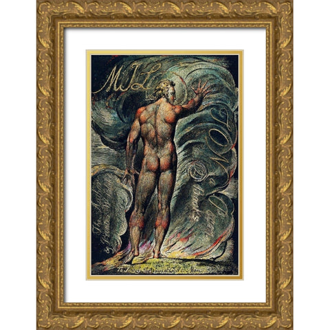 Frontispiece illustration from Milton Gold Ornate Wood Framed Art Print with Double Matting by Blake, William
