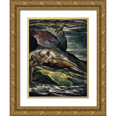 The eagle illustration from Milton Gold Ornate Wood Framed Art Print with Double Matting by Blake, William
