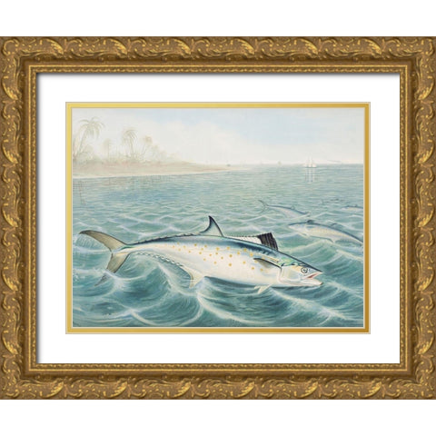 Red Drum Gold Ornate Wood Framed Art Print with Double Matting by Kilbourne, Samuel