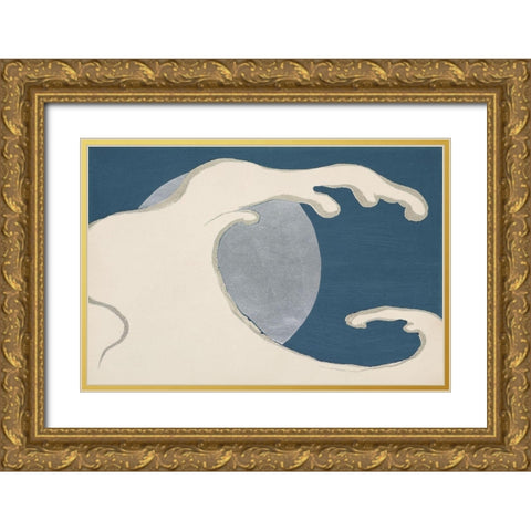 Waves and sun from Momoyogusa Gold Ornate Wood Framed Art Print with Double Matting by Sekka, Kamisaka
