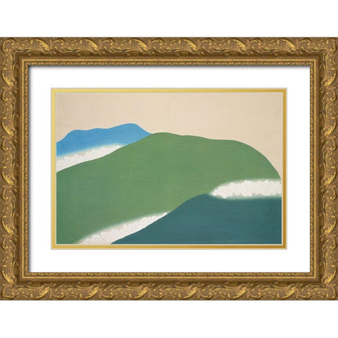 Green mountains from Momoyogusa Gold Ornate Wood Framed Art Print with Double Matting by Sekka, Kamisaka
