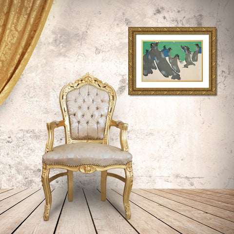 Trees from Momoyogusa Gold Ornate Wood Framed Art Print with Double Matting by Sekka, Kamisaka
