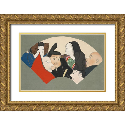 Rokkasen from Momoyogusa Gold Ornate Wood Framed Art Print with Double Matting by Sekka, Kamisaka