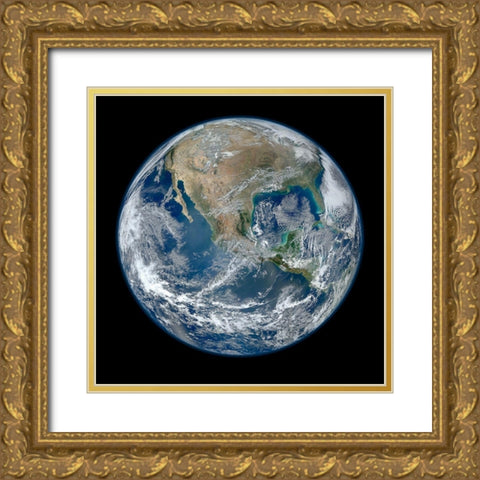 Blue Marble 2012 Gold Ornate Wood Framed Art Print with Double Matting by NASA