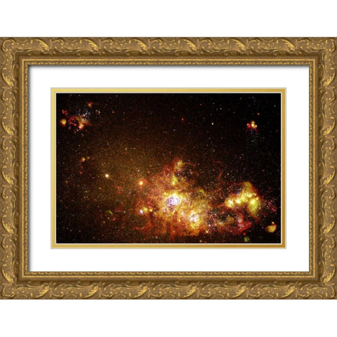 Fireworks of Star Formation Light Up a Galaxy Gold Ornate Wood Framed Art Print with Double Matting by NASA