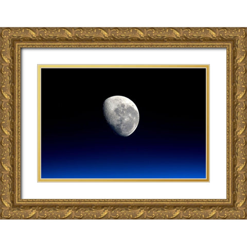 Moonset Viewed From the International Space Station Gold Ornate Wood Framed Art Print with Double Matting by NASA
