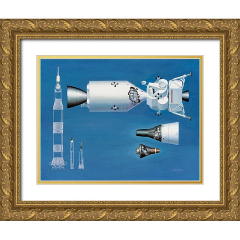 NASA spacecraft comparison Gold Ornate Wood Framed Art Print with Double Matting by NASA