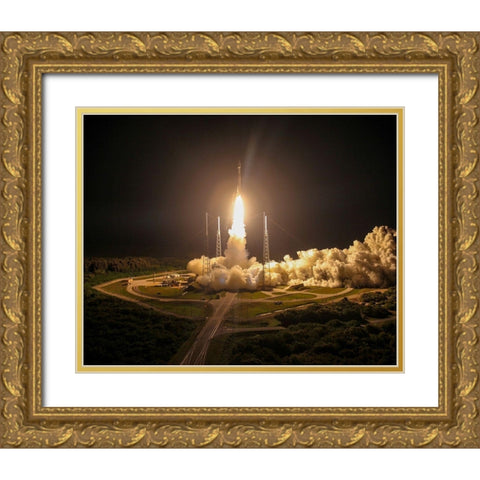 Off to space Gold Ornate Wood Framed Art Print with Double Matting by NASA