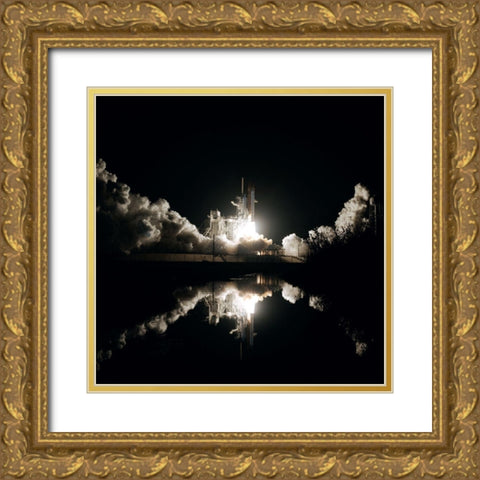 Launch of Space Shuttle Columbia 1986 Gold Ornate Wood Framed Art Print with Double Matting by NASA