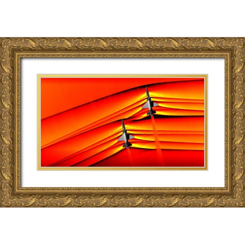 T-38 Shockwaves Gold Ornate Wood Framed Art Print with Double Matting by NASA