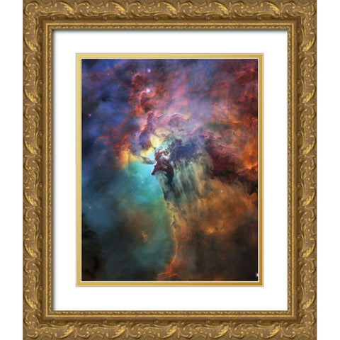 The Lagoon Nebula Gold Ornate Wood Framed Art Print with Double Matting by NASA