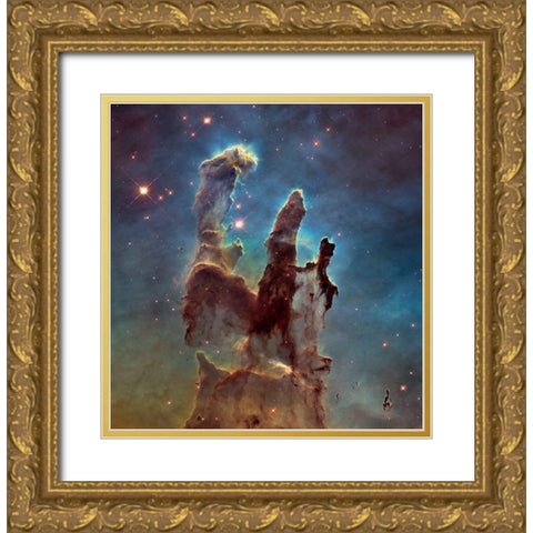 Pillars of Creation Gold Ornate Wood Framed Art Print with Double Matting by NASA