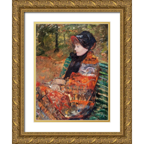 Autumn, portrait of Lydia Cassatt Gold Ornate Wood Framed Art Print with Double Matting by Cassatt, Mary