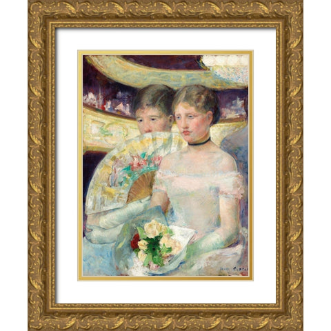 The Loge Gold Ornate Wood Framed Art Print with Double Matting by Cassatt, Mary