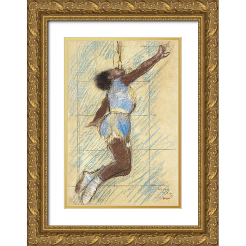 Miss Lala at the Fernando Circus Gold Ornate Wood Framed Art Print with Double Matting by Degas, Edgar