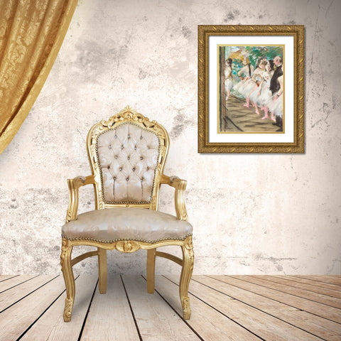 The Ballet Gold Ornate Wood Framed Art Print with Double Matting by Degas, Edgar