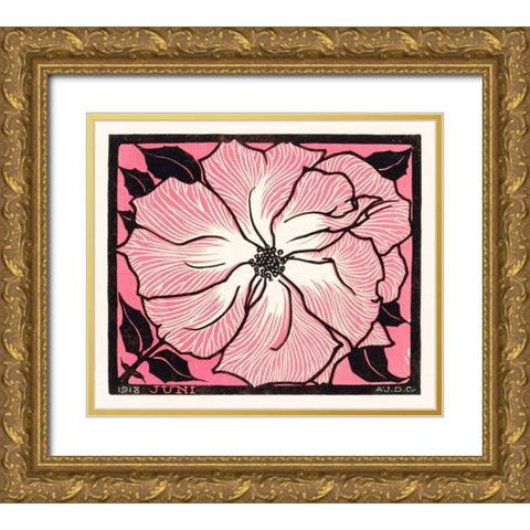 June Gold Ornate Wood Framed Art Print with Double Matting by De Graag, Julie