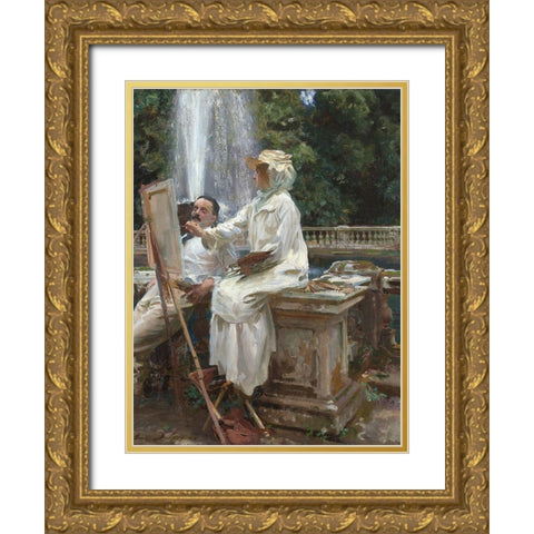 The Fountain, Villa Torlonia, Frascati, Italy Gold Ornate Wood Framed Art Print with Double Matting by Sargent, John Singer
