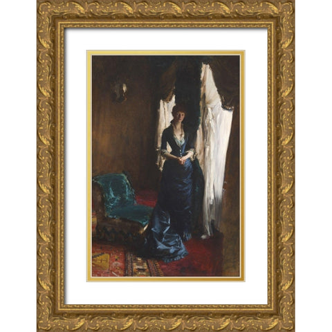 Madame Paul Escudier (Louise Lefevre) Gold Ornate Wood Framed Art Print with Double Matting by Sargent, John Singer