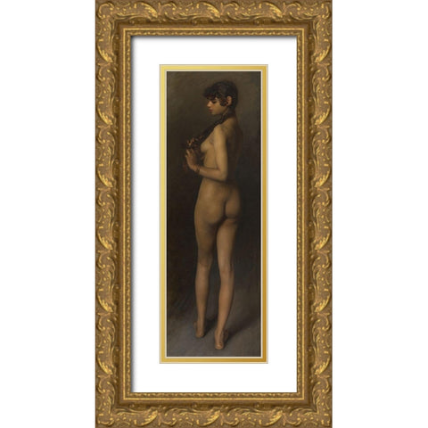 Life Study (Study of an Egyptian Girl) Gold Ornate Wood Framed Art Print with Double Matting by Sargent, John Singer