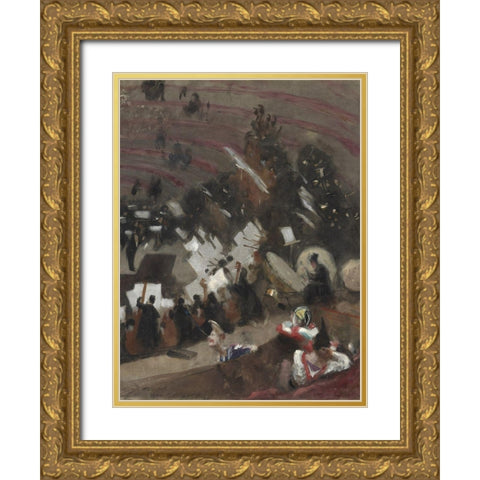 Rehearsal of the Pasdeloup Orchestra at the Cirque dâ€™Hiver Gold Ornate Wood Framed Art Print with Double Matting by Sargent, John Singer