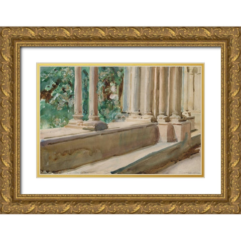 Tarragona Terrace and Garden Gold Ornate Wood Framed Art Print with Double Matting by Sargent, John Singer