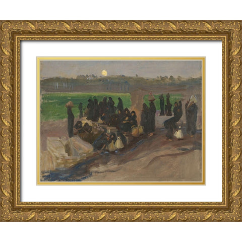 Water Carriers on the Nile Gold Ornate Wood Framed Art Print with Double Matting by Sargent, John Singer