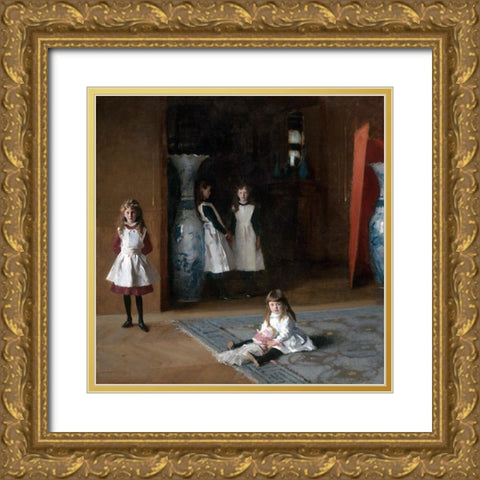 The Daughters of Edward Darley Boit Gold Ornate Wood Framed Art Print with Double Matting by Sargent, John Singer
