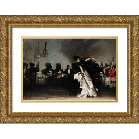 El Jaleo (Spanish Dancer) Gold Ornate Wood Framed Art Print with Double Matting by Sargent, John Singer