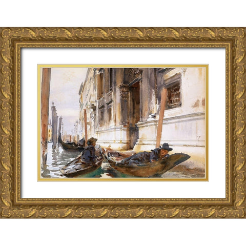 Gondoliers Siesta Gold Ornate Wood Framed Art Print with Double Matting by Sargent, John Singer