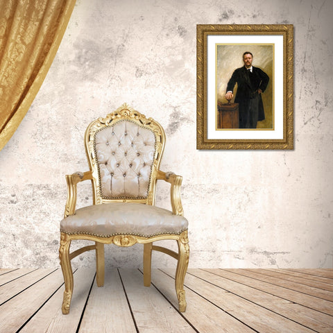 Theodore Roosevelt Gold Ornate Wood Framed Art Print with Double Matting by Sargent, John Singer