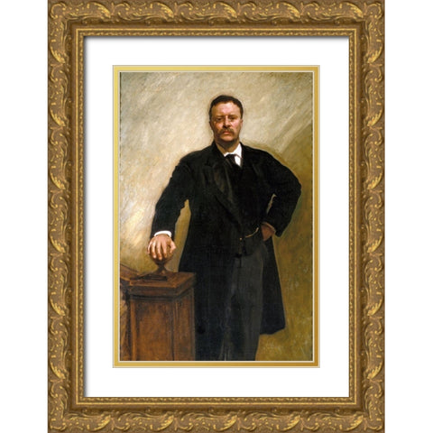 Theodore Roosevelt Gold Ornate Wood Framed Art Print with Double Matting by Sargent, John Singer