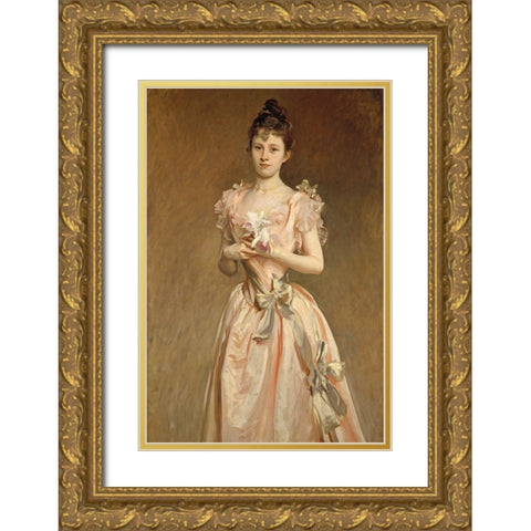 Miss Grace Woodhouse Gold Ornate Wood Framed Art Print with Double Matting by Sargent, John Singer