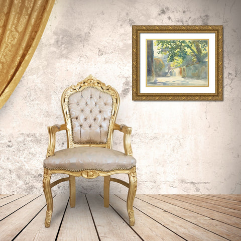 Sunlit Wall Under a Tree Gold Ornate Wood Framed Art Print with Double Matting by Sargent, John Singer
