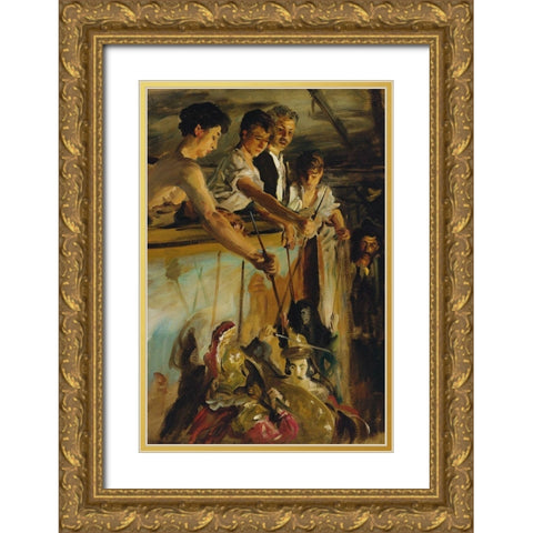 Marionettes Gold Ornate Wood Framed Art Print with Double Matting by Sargent, John Singer