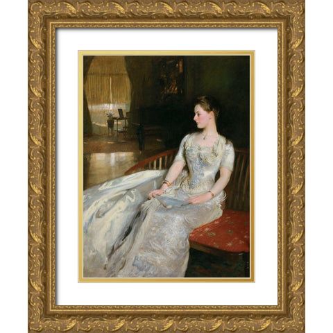 Mrs. Cecil Wade, 1886 Gold Ornate Wood Framed Art Print with Double Matting by Sargent, John Singer