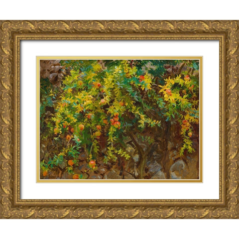 Pomegrantes, Majorca, 1908 Gold Ornate Wood Framed Art Print with Double Matting by Sargent, John Singer