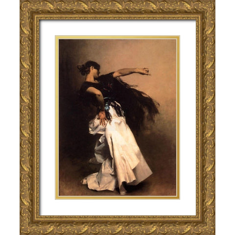 Spanish Dancer Gold Ornate Wood Framed Art Print with Double Matting by Sargent, John Singer