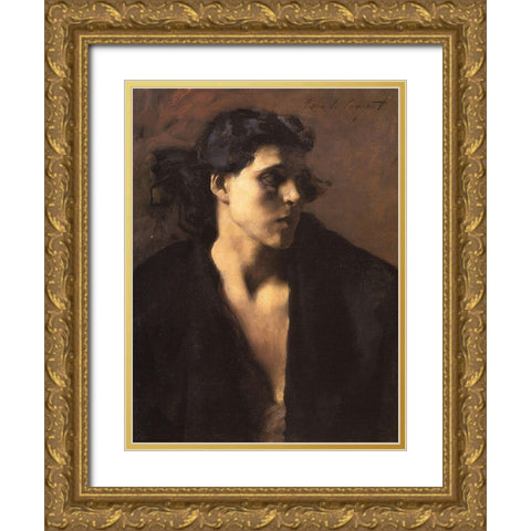 A Spanish Woman Gold Ornate Wood Framed Art Print with Double Matting by Sargent, John Singer