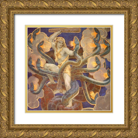 Hercules 1921 Gold Ornate Wood Framed Art Print with Double Matting by Sargent, John Singer